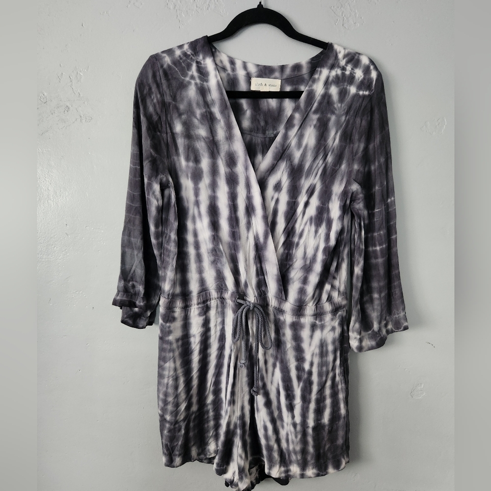 Cloth & Stone Tie Dye 3/4 Sleeve Romper Medium